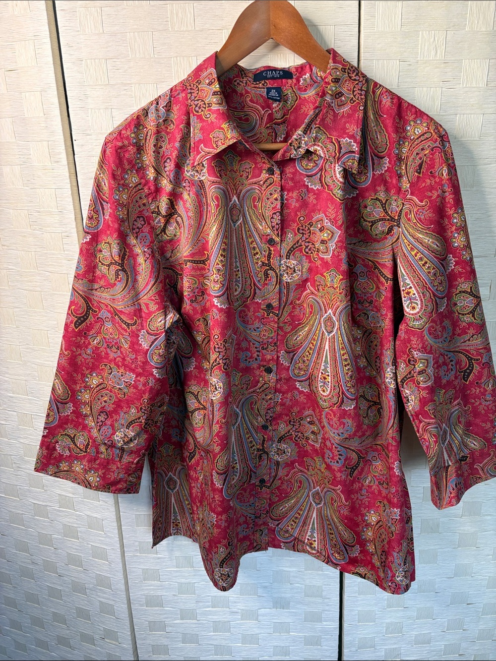 Chaps Floral Button Down Blouse Women’s Size XL 100% Cotton